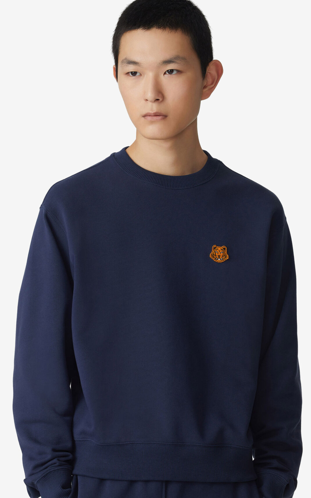 Kenzo Tiger Crest Sweatshirt Navy Blue For Mens 9843WDNMT